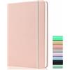 GDMLUP Bullet Journal Dotted - Quaderno Puntinato Formato A5, 120gsm Carta, 172 Pagine, Dotted Journal in Pelle Vegana, Hardcover, Tasca Posteriore, 2 Nastri di Marca, Rosa Pastello