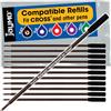 Jaymo - 12 - Ricariche per penna a sfera compatibili con Cross® nero. Inchiostro tedesco liscio e puntale medio 1mm. # 8513