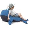 decalsweet Poltrona a Sacco per Bambini, Extra Morbido di Grandi Dimensioni Pouf di Peluche Bean Bag con Cerniera per Ragazzi Ragazze, Sacco di Fagioli per Vestiti, 116×60×35cm Balene Blu (Solo Copertura)