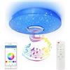 CheDux Plafoniera Led Soffitto Dimmerabile, 36W Starlight Lampada Soffitto con Altoparlante Bluetooth, RGB Lampada da Soffitto con Telecomando e Controllo APP per bagno, camera da letto, soggiorno