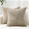 Topfinel - Set di 2 federe per cuscino 40 x 40 cm, in velluto a coste, motivo a strisce, stile boho, per divano, camera da letto, soggiorno, balcone, grigio tortora