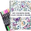 Zylota Set di libri da colorare per adulti con 36 pennarelli colorati, libri da colorare rilegati a spirale con mandala fiori animali per donne adulte rilassamento e sollievo dall'ansia