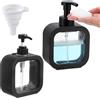 WISIRENT 2 Pezzi Dispenser Sapone Liquido WISIRENT, Nero Plastica Doccia Dispenser Doccia Shampoo e Bagnoschiuma, Set Bagno e 1 Imbuto per Cucina e Bagno
