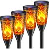 FIFlying Luci Solari da Giardino, 4 Pezzi 12LED, Luci Solari da Esterno con Effetto Fiamma Realistico, IP65 Impermeabile, Lampada Solare a Fiamma per Giardino, Patio, Prato, Terrazza, Sentiero, Aiuola