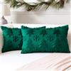 Artscope 2 Pezzi Natalizio Federe in Lana Corta Velluto Copricuscini Morbido Decorativo Fodere per Cuscino Lusso Stile per Divano Camera da Letto Natale Alberi e Neve Verde 40x60 cm