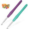 Coopay 2 ganci in metallo da 5,0 mm e 5,5 mm, ergonomici con impugnatura morbida per mani artritiche, impugnatura in TPR per principianti e professionisti, ganci da 2,0 a 2,5 mm