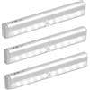 Jinlaili Confezione da 2 luci wireless sotto l'armadio, 10 LED con sensore di movimento per armadio, luci sotto armadio con striscia magnetica, barra LED (3PCS-Bianco freddo)