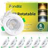 Fondiiz Faretti Led da Incasso per Cartongesso Orientabili, 5W 480LM Luci da Soffitto Interno Regolabile Caldo 2700K Neutro 4500K Freddo 6000K, IP44 Faretto led Ultrasottili, Foro Ø70-80mm, Set di 6
