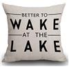 Smooffly Better to Wake at The Lake Federa per cuscino decorativo in lino quadrato con stampa su entrambi i lati, per casa, ufficio, divano, auto, giardino, 45 x 45 cm