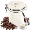 LWMTT Barattolo per caffè ermetico in acciaio inox da 1,8 l, ermetico per chicchi di caffè con coperchio sottovuoto, ermetico per chicchi di caffè con coperchio sottovuoto, misurino e datario (beige bianco)