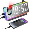 Cuteefun Sveglia con Proiettore Soffitto, Sveglia Digitale da Comodino, Luce Notturna RGB 8 Modalità, Proiettore 180°, Doppia Porta USB, 3 Livelli Luminosità, Temperatura e Umidità, Snooze, Nero