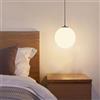 AGJBY Lampada a sospensione moderna Mid-Century nera Sfera bianca 1 luce Lampada a sospensione ad isola per cucina Lampada a sospensione a sfera in vetro opalescente Cavo a sospensione da 60 pollici D