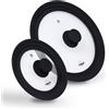 STONELINE 3 in 1 Coperchio Universale Set 2 Pezzi per Pentole e Padelle da 16/18/20 e 24/26/28 cm Coperchio in vetro Universale Bordo Silicone Platino Graduato, Resistente al Calore, 6 Misure, Nero