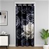 Homewish Tenda per porta con rose bianche e nere, 86,4 x 203,2 cm (larghezza x lunghezza), romantica tenda oscurante floreale con rose 3D, per camera da letto di donne e ragazze, decorazione per