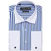 MrDoubleCollar Camicia a maniche lunghe con doppio polsino bianco gessato blu royal design italiano, Gessato Blu, L