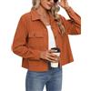 BTFONIA Giacche corte alla moda da donna in velluto a coste, giacche corte abbottonate, top, camicie a maniche lunghe alla moda(6#,S)