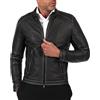 D'Arienzo Giacca in Pelle Raggrinzita Nera da Uomo Vera Pelle Made in Italy Havana 52/Nero