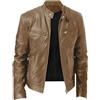 Generico Giacca Ecopelle Primavera Uomo Leggero Giubbino Casual Autunnale Bomber Vintage in Pelle Coupon