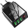 Generic Caricabatterie rapido USB, Caricabatterie da muro per telefoni cellulari Adattatore da muro per caricabatterie rapido a 3 porte con display digitale Blocco di ricarica rapida, PD 3.0, Caricabatterie d