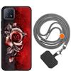 vingarshern Cover Compatibile con OPPO A73 (5G) Custodia in Silicone Sottile,Case Antiurto e Antigraffio con Motivo+1×Catena/Cordino per Cellulare,Rosa rossa