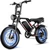 HiQiS Bicicletta Elettrica Adulti, Bici Elettrica 20 x 4.0 Fat Tire, 7 Velocità, 48V 17.5Ah Batteria Rimovibile, Autonomia di 55-80 KM, Freni a Disco, E-Bike per Adulti
