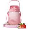 Lukery Borracce Sportive Plastica, Stile Colore Gradiente 1300ml Bottiglie per Bere Acqua Bottiglia Acqua con Cannuccia per Bambini Uomo Donna, Palestra Bicicletta Scuola Ciclismo (Rosa)
