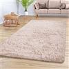 TT Home Tappeto Salotto Pelo Lungo Shaggy Morbido Soffice Design Moderno Monocolore, Colore: Beige Crema, Dimensione:80x150 cm