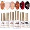 BORN PRETTY Smalto gel semi-permanente nero marrone bordeaux nudo collezione autunno gelatina trasparente cristallo smalto semipermanente UV LED manicure naturale francese 7 ml 6 pezzi