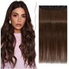SEGO Extension Capelli Veri Clip Fascia Unica 100% Remy Human Hair Extensions Singole Cioccoa Larga 22cm Posticci Donna 20cm (40g) #4 Marrone Cioccolato