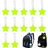 MingFontec 12 ciondoli riflettenti di sicurezza per bambini, riflettenti, ciondolo a forma di stella, riflettente, portachiavi riflettente, stella riflettente, per borsa della scuola, zaino per camminare