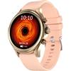 findtime Smartwatch da donna e uomo, con funzione telefono, frequenza cardiaca, pressione sanguigna, monitoraggio del sonno, musica, contapassi, smart watch per iOS e Android, Colore: rosa.
