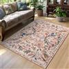 TUKDAK Salotto Lavabile 120×180cm Rosa Uccello Floreale, Camera da Letto con Fondo Antiscivolo, Morbido Tappeto a Aelo Corto per Cucina, Boho Grande Tappeto per Bagno Cameretta Ufficio