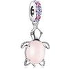 Annmors Rosa S925 Charms Clip Stopper Catena di sicurezza Famiglia Amica Animali Compleanno Cuore Oro Rosa Ciondolo per Donna Bracciale Collana, Argento, Zirconia cubica