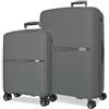 Movom Noon - Set di valigie grigio 56/66 cm, rigido 2,8 kg, chiusura TSA polipropilene, 2,8 kg, 110,5 l, bagaglio a mano, grigio, Taglia unica, Set di valigie