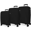 Roll Road Orbit - Set di valigie nere 54/64/75 cm, rigido 9,6 kg, chiusura TSA in polipropilene, 9,6 kg, 183 l, bagaglio a mano, Nero, Taglia unica, Set di valigie