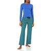 Amazon Essentials Pigiama con Maglia a Maniche Lunghe e Pantaloni in Flanella Leggera Donna, Blu Verde Righe, XXL