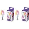 WiZ Lampadina Smart WiFi, Luce Bianca o Colorata Dimmerabile, E14, 40 W, Tecnologia SpaceSense, Controllo Vocale (Alexa, Apple HomeKit, Google Home) (Confezione da 2)