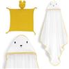 Interbaby - Mantello da bagno per bambini + mussola di Dudu | Asciugamano con cappuccio 100% cotone, unisex, morbido, asciugatura rapida, ideale per neonati, neonati e bambini piccoli, design orso