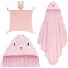 Interbaby - Mantello da bagno per bambini + mussola di Dudu | Asciugamano con cappuccio 100% cotone, unisex, morbido, asciugatura rapida, ideale per neonati, neonati e bambini piccoli, design orso