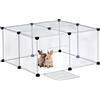 Relaxdays Recinto per Conigli, Porcellini d'India, HLP: 37 x 75 x 75 cm, Estensibile, con Porticina, Trasparente, Bianco