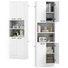 KOMFOTTEU Credenza Alta da Cucina 190 cm, Mobile Cucina Dispensa in Legno, Mobile Buffet con 2 Armadio e Ripiano Semi-aperto, per Soggiorno, Sala da Pranzo, Bagno, 56 x 30 x 190 cm (Bianco)