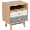 Beliani Comodino in legno chiaro con due cassetti stile moderno