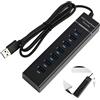 Fllyvly HUB USB 3.0 7 Porte in Alluminio per Laptop,Cavo da 1m con Porta di Alimentazione Type-C 5V/3A,Compatibile con MacBook, PS4, Surface Pro, Mobile HDD