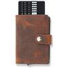 Solo Pelle Portafoglio in pelle a Q con custodia integrata per 15 carte + banconote, custodia per carte di credito con RFID, Vintage marrone nuovo + scomparto portamonete, Taglia unica, Porta carte di