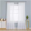 Deconovo Tende trasparenti con fettuccia arricciata, per sistema di binari, tende da soggiorno, effetto lino, 245 x 140 cm (altezza x larghezza), colore: bianco