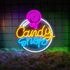 HFHungkeong Candy Neon Targhetta per Candy Shop, Candy Bar per decorazione da parete, decorazione di Halloween Candy Scudo Neon Insegne Luminose Decorazioni Candy Party