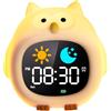HOTUT Sveglia Digitale Luminosa per Bambini, Lampada Notturna Ricaricabile USB con 8 Colori Dimmerabile, 6 Suonerie e Musica