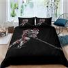 Tbrand Set di biancheria da letto per hockey su ghiaccio, per bambini, ragazzi, ragazze, giocatori, hockey su ghiaccio, con stampa e copripiumino nero, per sport, hobby, copriletto, decorazione per la stanza