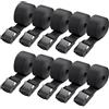Mis.Moon 10 Pcs Cinghia di Fissaggio Cinghie, 1m Nero Cinghie di Tensionamento, Tensione con Cricchetto Regolabili Nylon Cinghie per il Trasporto di Biciclette, Moto, Pacchi Bagagli