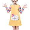 Sunny Fashion Vestito Bambina Pasqua Maglietta Arcobaleno Colore Banda Coniglietto Tasca Manica Lunga 5 Anni